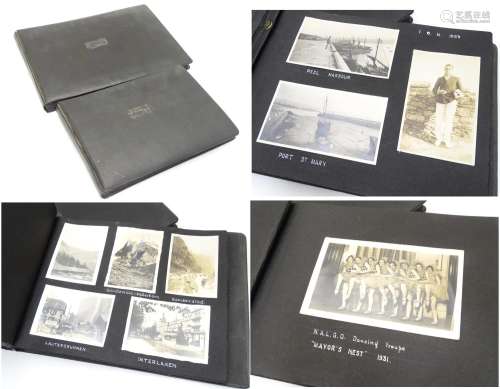 A pre-war photograph album, containing monochrome photographs titled and dated 1929-1937,