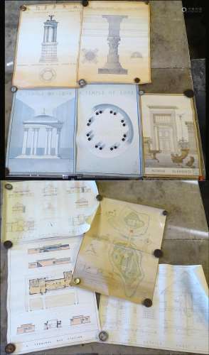A collection of original architectural drawings / plans by a pupil of the Northern School of