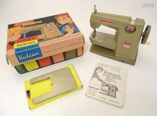Toy: A 20thC Vulcan Countess child's sewing machine, hand operated. With original box and