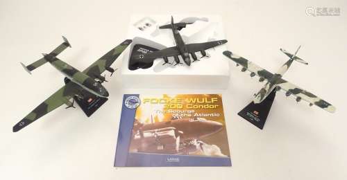 Toys: Three scale models of German WWII military planes / aircraft, comprising Focke Wulf 200C
