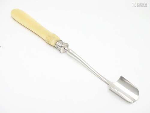A silver plated stilton / cheese scoop with silver ferule. 10
