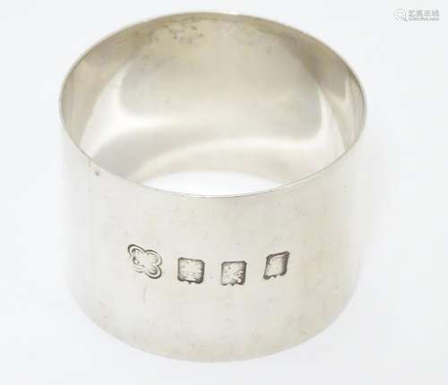 A silver napkin ring hallmarked Glasgow 1902 maker George Edward & Sons (David & George Edward)