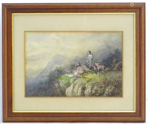 John Holding, XIX, English School, Watercolour, A country landscape scene with stag / deer