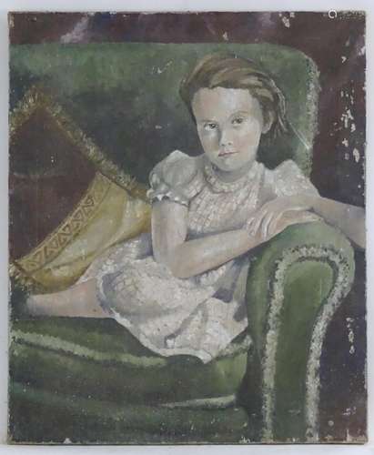 Herbert James Franklin, XX, Oil on canvas, Melanie, A portrait of a young girl on a sofa. Ascribed