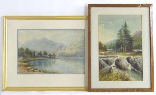 Milton Drinkwater, Watercolours, Two Scottish Loch scenes. Signed lower. Largest approx. 11 1/2