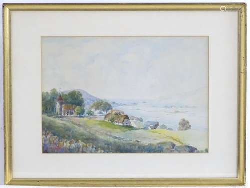 A. M. Lloyd, XX, Watercolour, A landscape scene depicting the village of Southease, Lewes, with