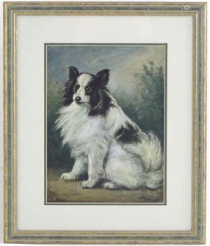 G. R. Minett, XIX-XX, Watercolour, A study of a seated border collie dog. Signed and dated 1923