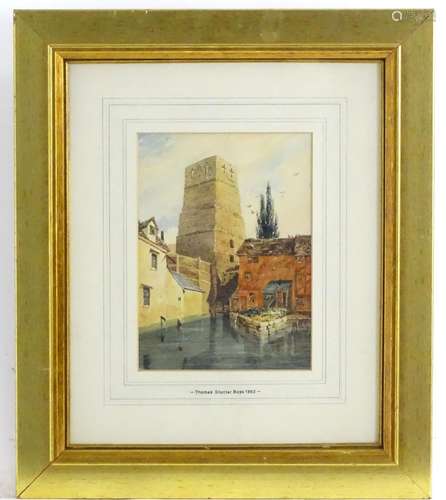 Thomas Shotter Boys, XIX, Watercolour, A river scene with town buildings and castle. Approx. 9 1/