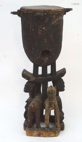 Ethnographic / Native / Tribal: A large carved African Republic of Guinea ceremonial Baga drum.