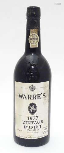 A 75cl bottle of Warre's 1977 vintage port, 11 1/4