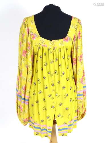 A vintage Jeff Banks, London, smock top in a mustard colour, c1980's. Bust size 38