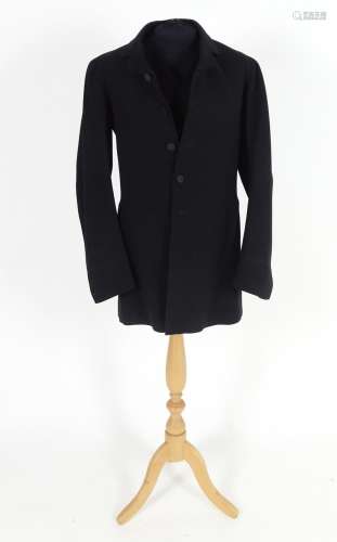A vintage bespoke mens black wool formal jacket and matching waistcoat. Chest size 38