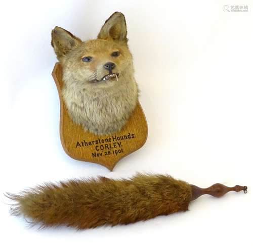 Taxidermy: L.W. Bartlett & Son, Banbury, a Fox (Vulpes Vulpes) mask, labelled to the reverse,