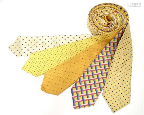 5 Turnbull & Asser, London silk ties, in yellow, cream, red and blue designs. (5) Please Note - we