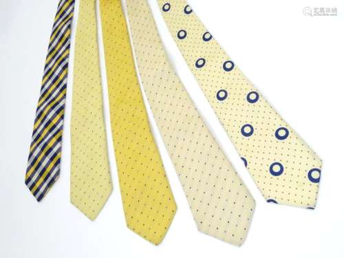 5 Turnbull & Asser London silk ties in yellow and navy designs. (5) Please Note - we do not make