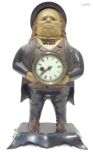 A novelty cast clock modelled as John Bull, marked under ' Bradley & Hubbard' 'July.14.1857' to