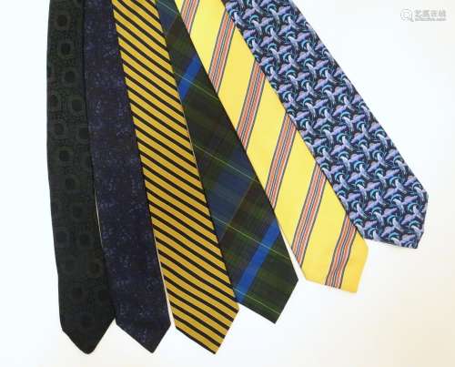 6 Jaeger silk ties, 3 made in Italy and 3 made in Britain (6) Please Note - we do not make reference