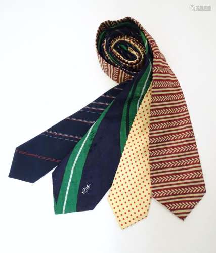 4 ties of various colours and designs by Lanvin, Paris and Harrods (4) Please Note - we do not
