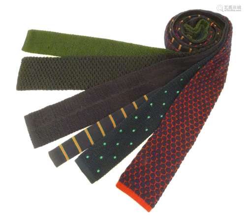 6 knitted navy, red and green ties from Dunhill of London, New & Lingwood, Jaeger and others (6)