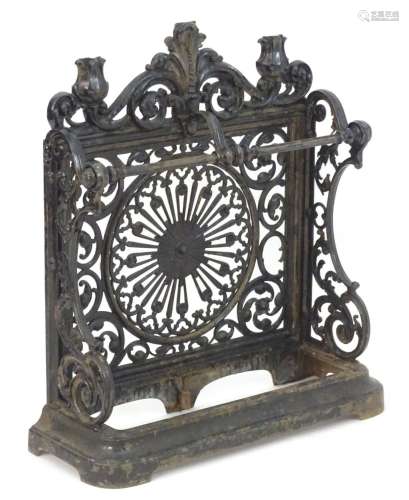 Garden & Architectural, Salvage: a 19thC cast iron Coalbrookdale style stick stand. 29