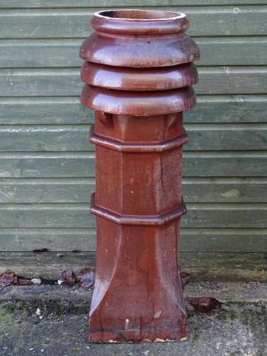 Garden & Architectural, Salvage: a large Victorian salt glazed three ring louvre chimney pot,