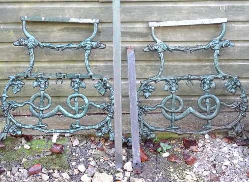 A mid 19thC Coalbrookdale style cast iron bench frame, decorated with serpent and grapes (see design