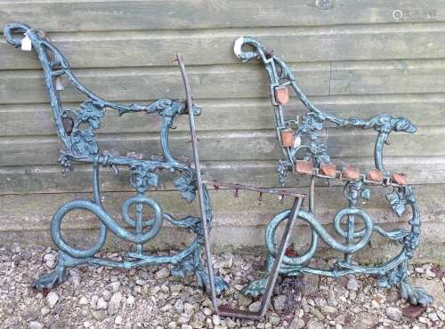 A mid 19thC Coalbrookdale style cast iron table frame, decorated with serpent and grapes (see design