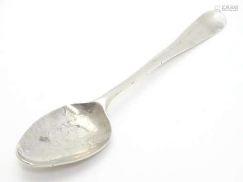 A Geo III Hanoverian picture back teaspoon the image to reverse of bowl titled ' I Love Liberty' and