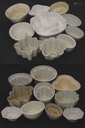 A quantity of assorted ceramic jelly / blanc-mange moulds to include examples by Shelley, Copeland