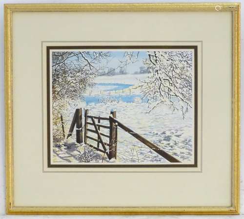 Diana Seymour, XX, Watercolour, A snowy winter landscape scene. Signed lower left. Approx. 10 3/4