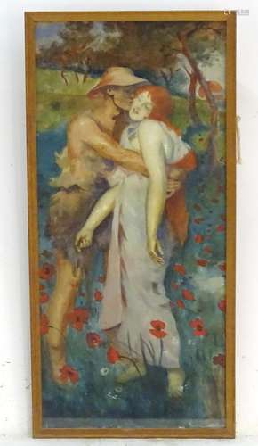 After Maurice Greiffenhagen (1862-1931), XX, Watercolour, An Idyll, A lover's embrace in a garden of