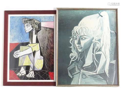 After Pablo Picasso (1881-1973), Two lithographs, Femme Accroupie - Crouching Woman, a 1954 portrait