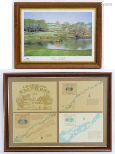 Four prints / maps framed together relating to the St Lawrence River and Seaway, Home waters to