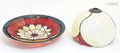 Two 20thC stained glass lightshade with leaded panels. in the Tiffany style 2 x tiffany style