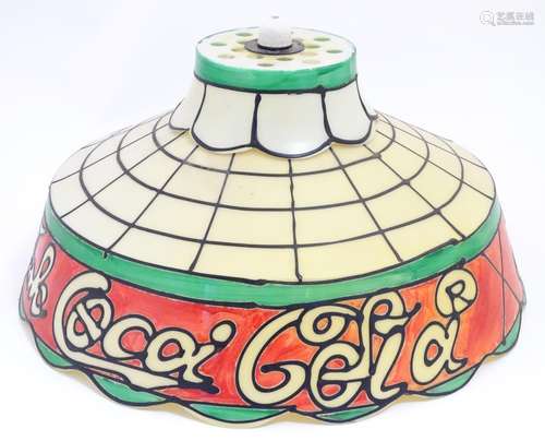 Adverting : A vintage light shade ' Drink Coca Cola ' Approx 201/2