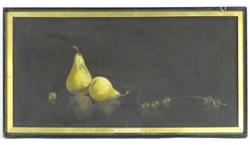 Deborah Jones (1921-2012), Oil on board, Still life with pears. Signed lower left. Approx. 11 1/2