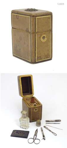 A 19thC etui / necessaire of rectangular form, the fitted case containing sewing / needlework
