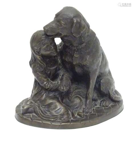 A heritage model of a dog and child by A Wynn. in bronzed finish. 6