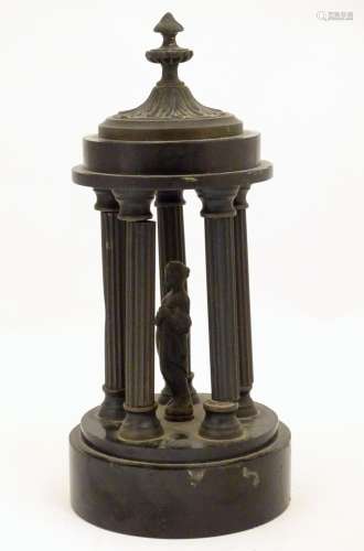 A 19thC stylised model of the Temple of Venus on a turned marble socle. Approx. 9 3/4