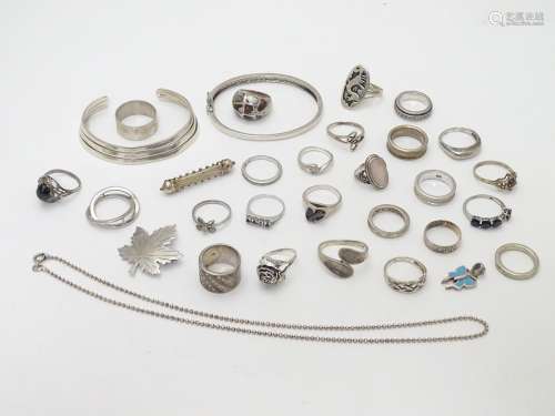 Assorted jewellery to include various rings, bracelets etc some silver examples including a Bond