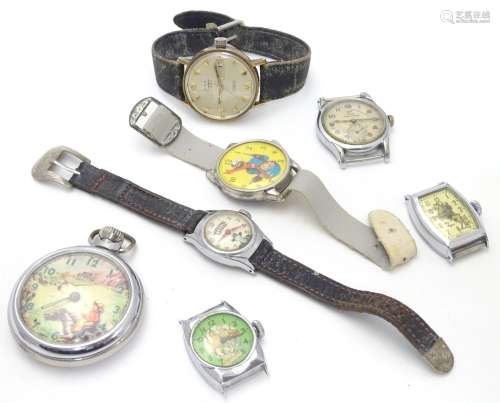 An assortment of mid 20thC watches, including novelty examples, Roy Rogers (2), The Lone Ranger,