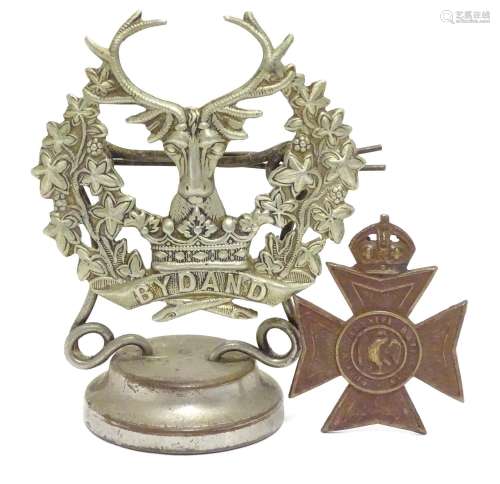 Militaria : an early to mid 20thC Gordon Highlanders regiment (1881-1994) glengarry cap badge,