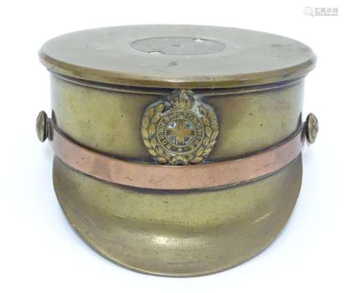 Militaria : a First World War / WW1 / WWI trench art dish/ tray formed as an upturned peaked cap,