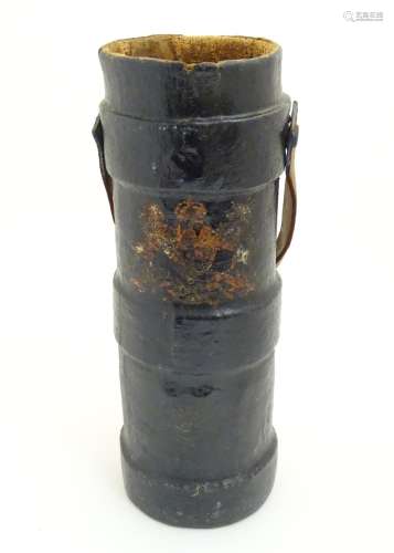 Militaria : a late 19thC - early 20thC Royal Navy cordite carrier / Clarkson charge case , of