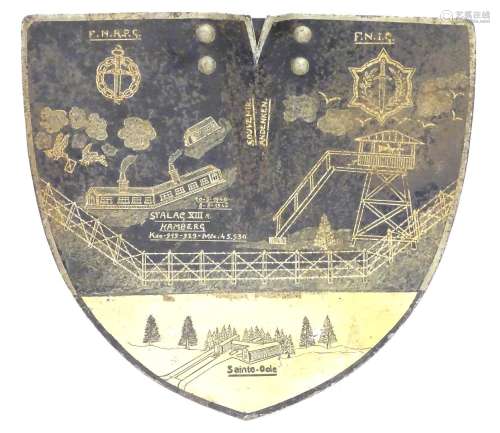 Militaria, Second World War / World War II / WW2: A decorated shovel blade, painted with the emblems