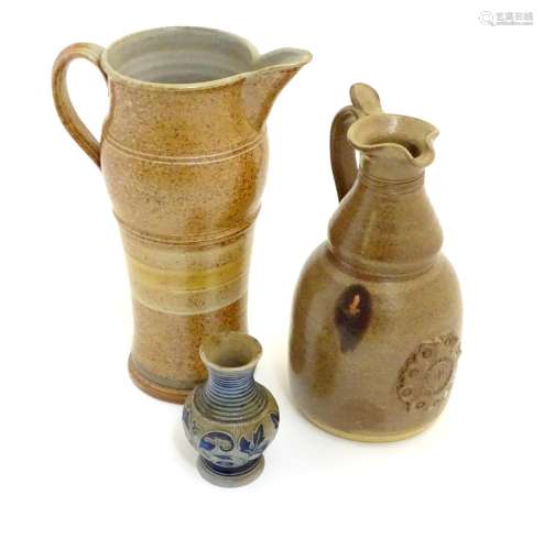 Two items of studio pottery to include a John Chipperfield stoneware jug, marked under, and a