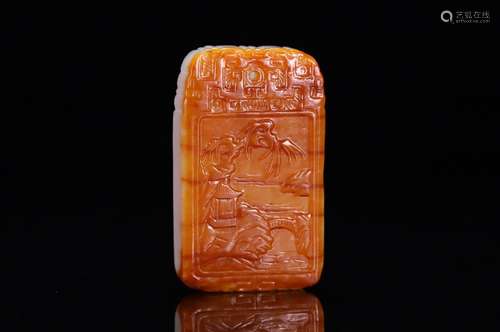 A Hetian Jade Landscape Pendant