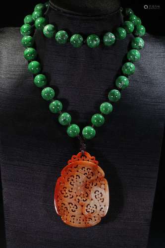 A Jadeite Necklace With Pendant