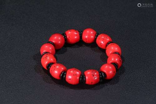 A Red Sherpa Glass Bead Bracelet