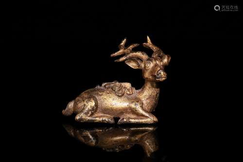 A Gilt Bronze Deer Shaped Paperweight